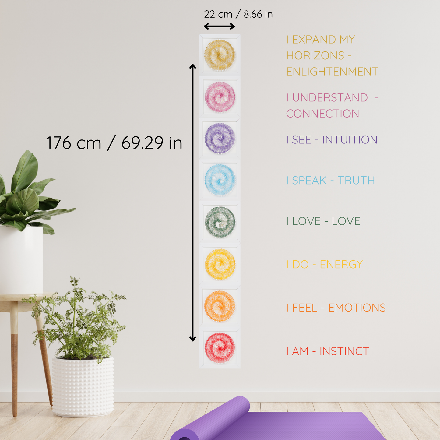SET 8 mini-tablouri *Golden Chakras Spirals