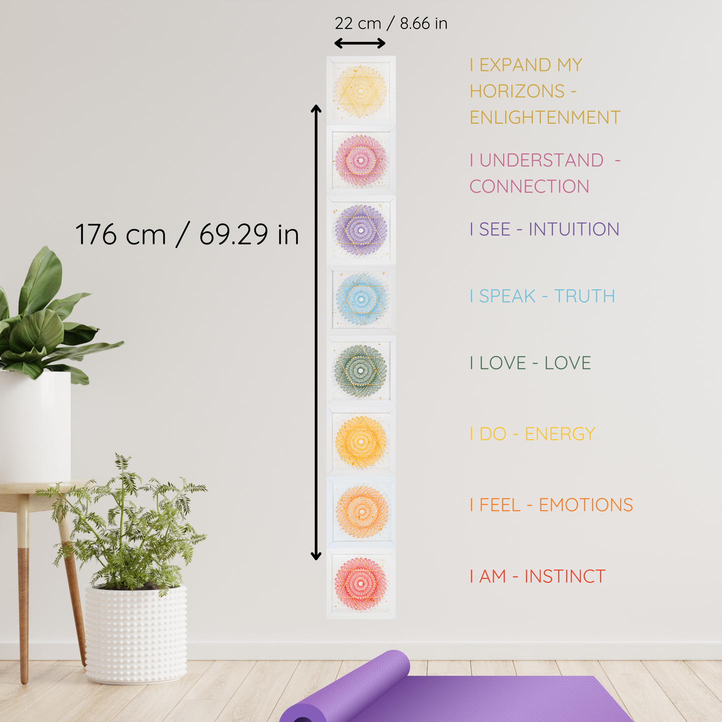 SET 8 mini-tablouri *Golden Chakras Mandala 2