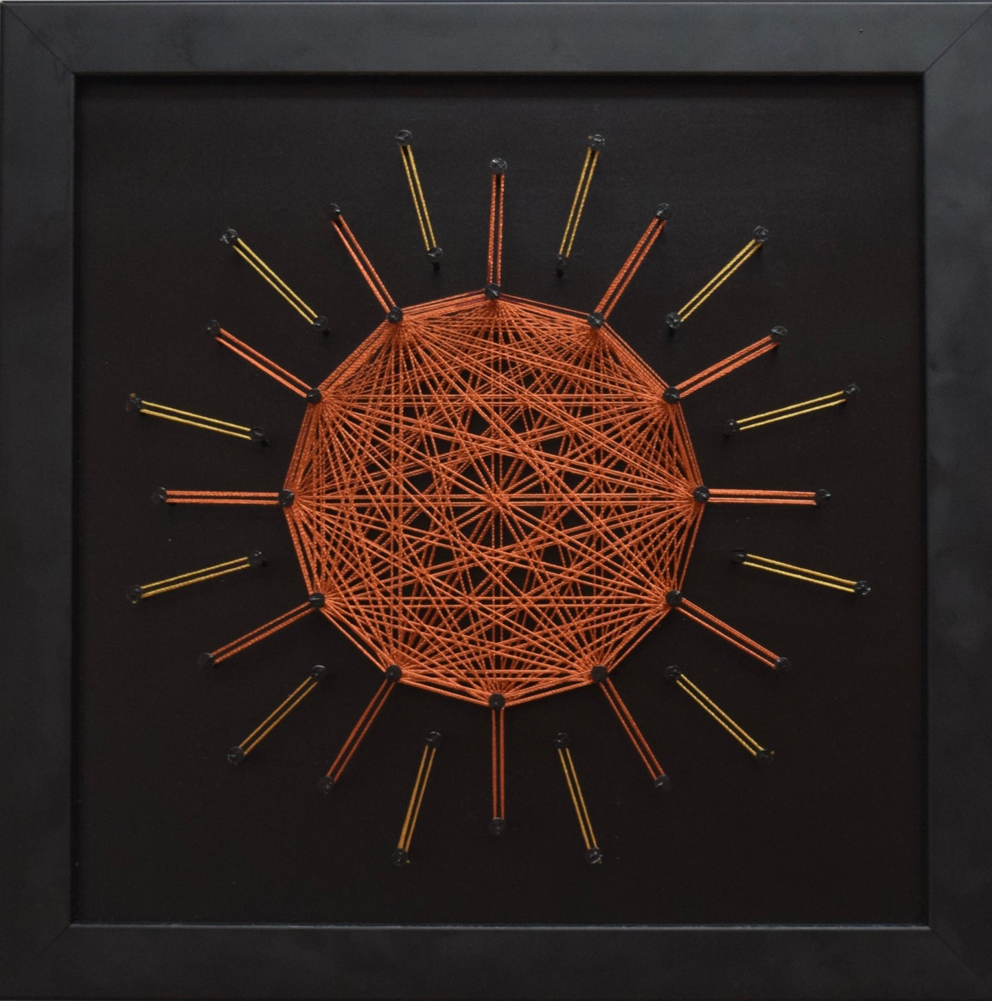 Copper string art mandala – Sun symbol representing creative masculine energy