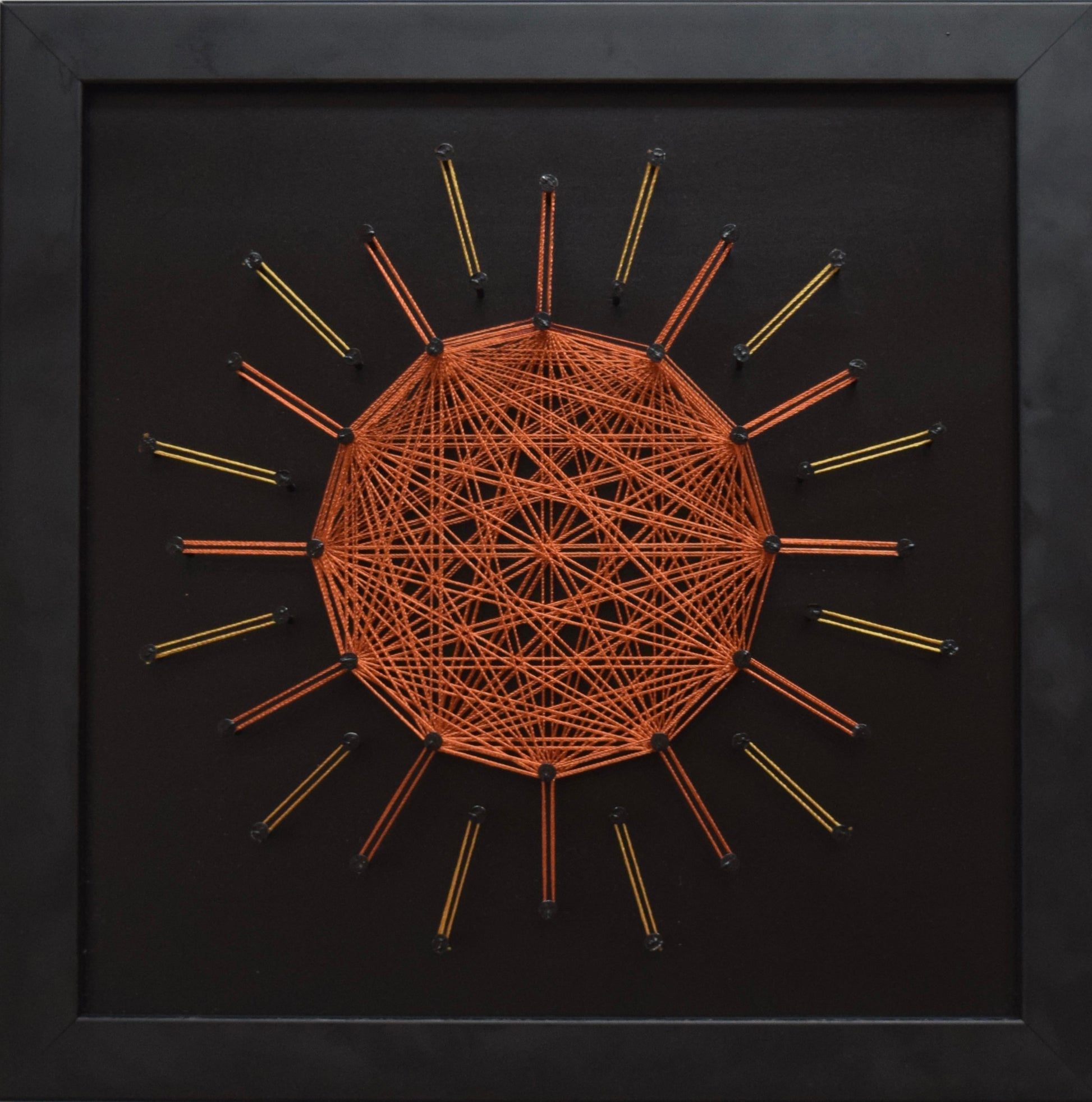 Copper string art mandala – Sun symbol representing creative masculine energy
