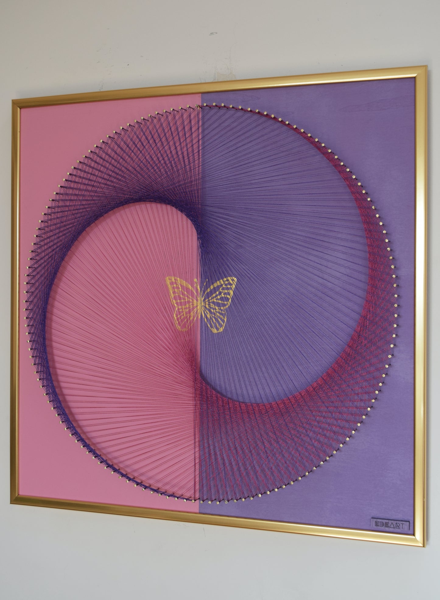 Unique handmade Butterfly Yin Yang artwork with 22K gold leaf, celebrating transformation and balance.