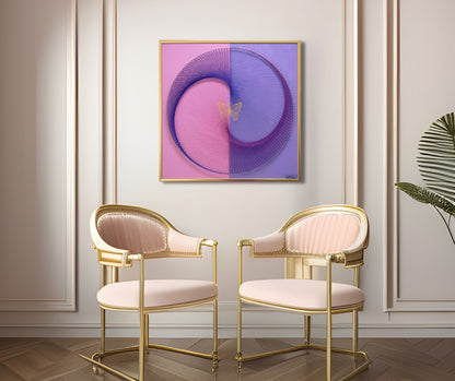 Golden Butterfly Yin Yang wall art handcrafted with 22K gold leaf, ideal for luxury interior styling.